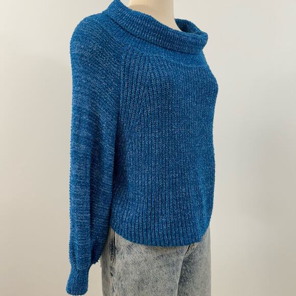 Free People Edessa Off-The-Shoulder Sweater Pullover Blue Size XS Oversized - Picture 4 of 9